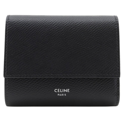 CELINE Tri-fold wallet 10B573BEL leather black Small trifold wallet unisex(Unisex) Used Authentic