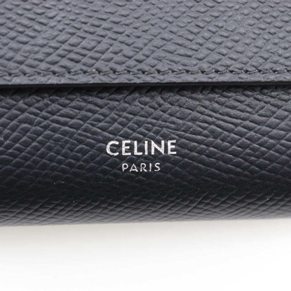 CELINE Tri-fold wallet 10B573BEL leather black Small trifold wallet unisex(Unisex) Used Authentic