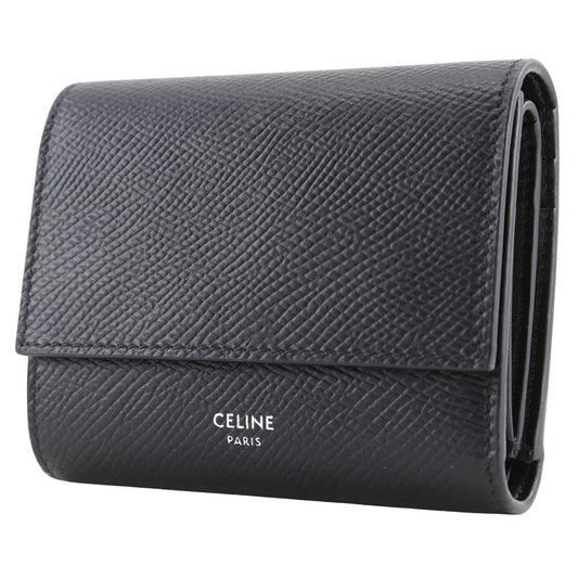 CELINE Tri-fold wallet 10B573BEL leather black Small trifold wallet unisex(Unisex) Used Authentic