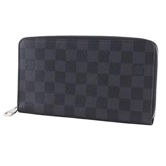 LOUIS VUITTON Long Wallet Purse N60111 Damier Grafitto Canvas black Travel case Zippy Organizer