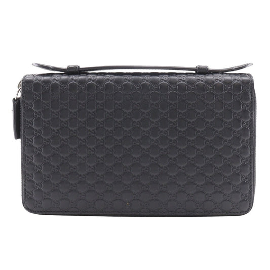 GUCCI Long Wallet Purse 449246 Sima leather black micro Travel Document Case