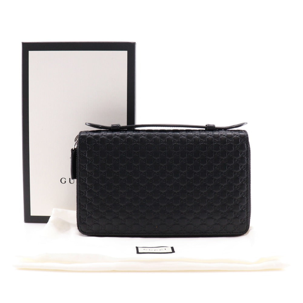 GUCCI Long Wallet Purse 449246 Sima leather black micro Travel Document Case