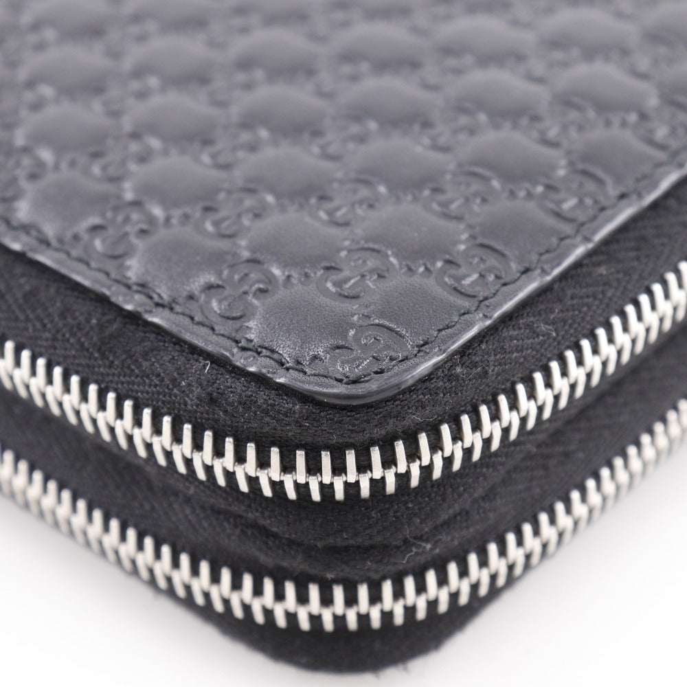 GUCCI Long Wallet Purse 449246 Sima leather black micro Travel Document Case