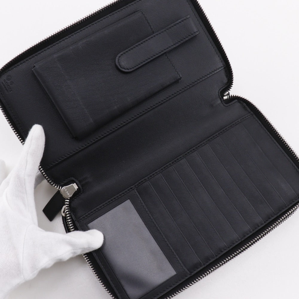 GUCCI Long Wallet Purse 449246 Sima leather black micro Travel Document Case