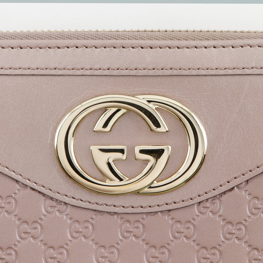 GUCCI Long Wallet Purse 308012 Sima leather pink Zip Around Interlocking G