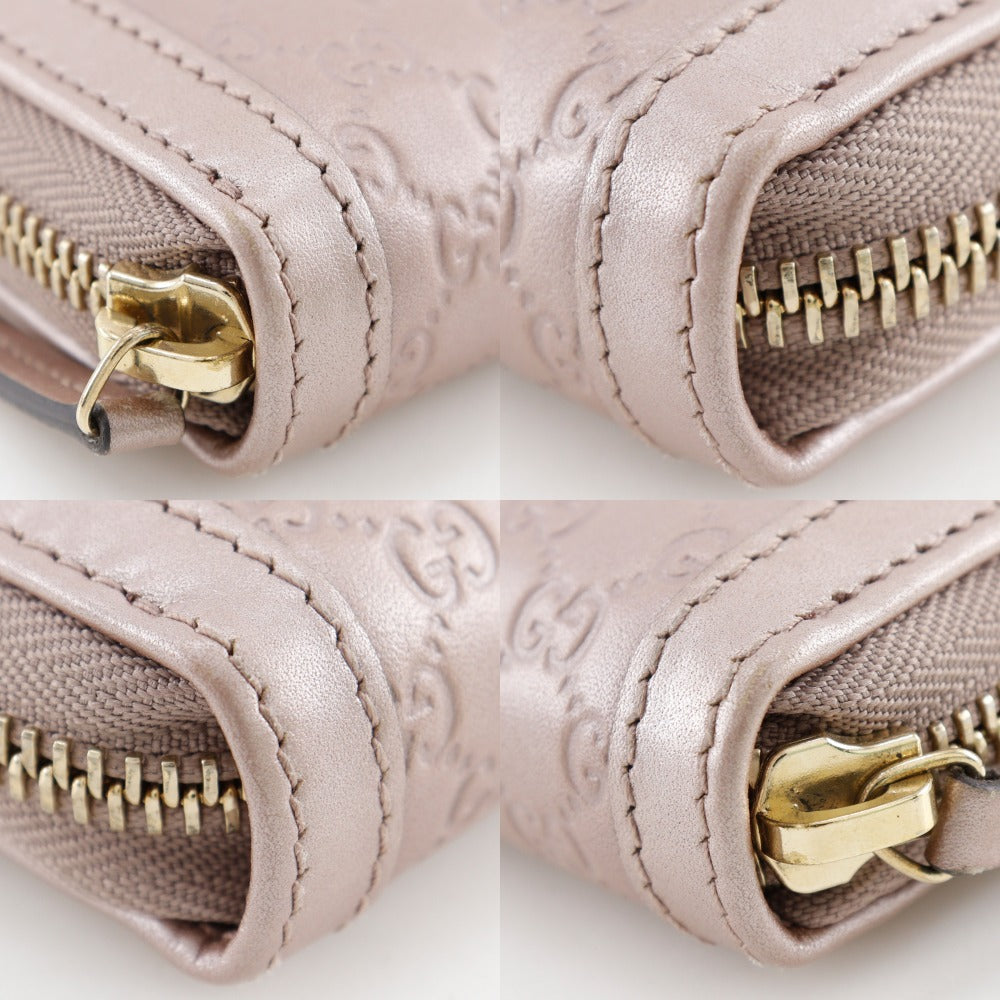 GUCCI Long Wallet Purse 308012 Sima leather pink Zip Around Interlocking G