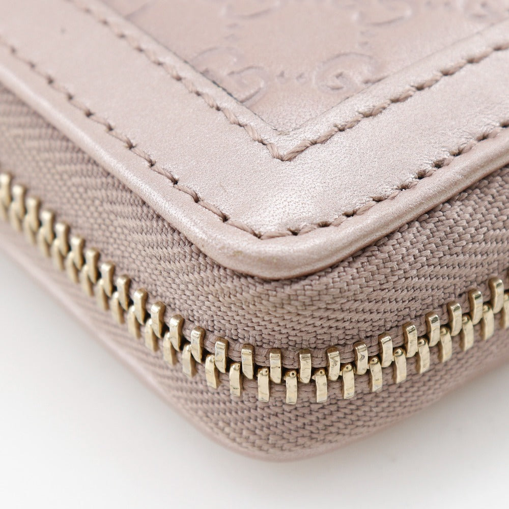GUCCI Long Wallet Purse 308012 Sima leather pink Zip Around Interlocking G