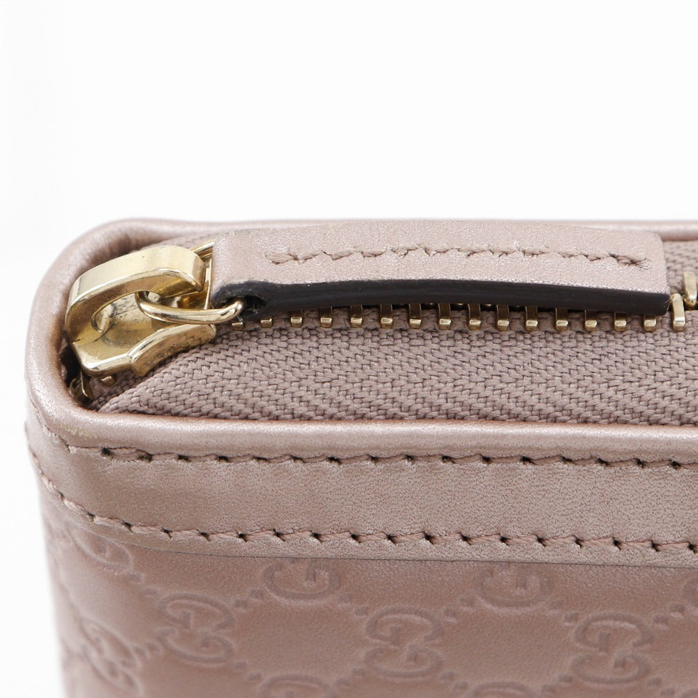 GUCCI Long Wallet Purse 308012 Sima leather pink Zip Around Interlocking G