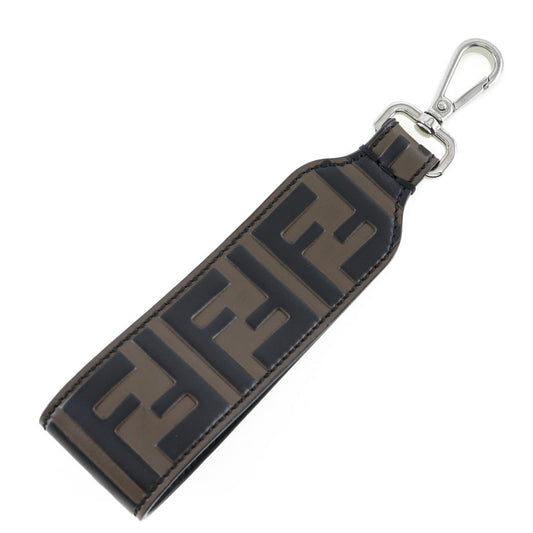 FENDI charm leather Brown key ring FF logo Women(Unisex) Used Authentic