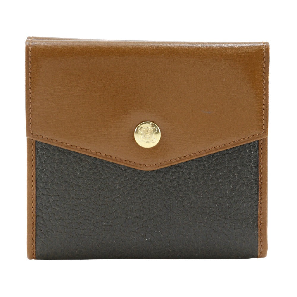 CELINE Bifold Wallet leather Brown W Hook Wallet  Women Used Authentic