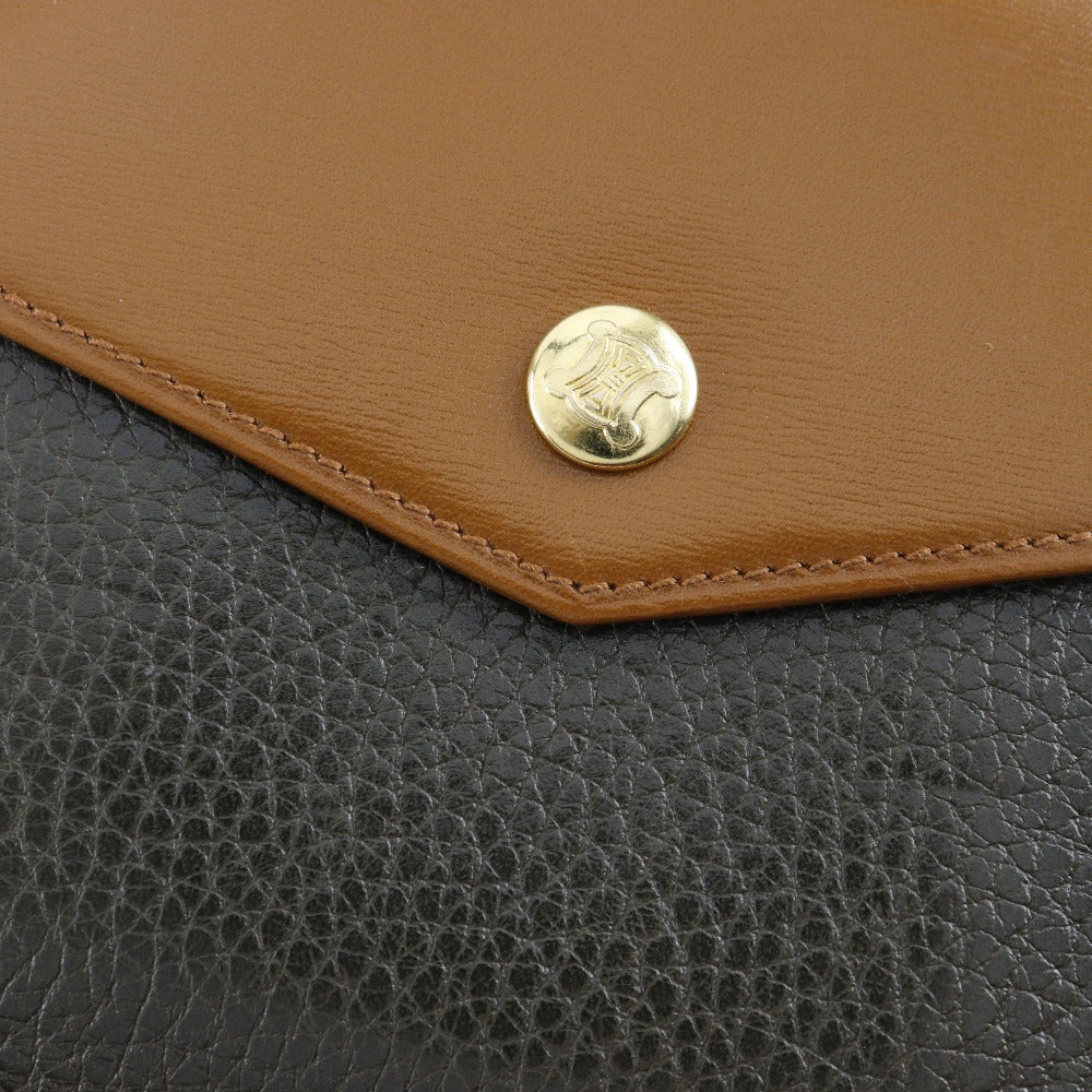 CELINE Bifold Wallet leather Brown W Hook Wallet  Women Used Authentic