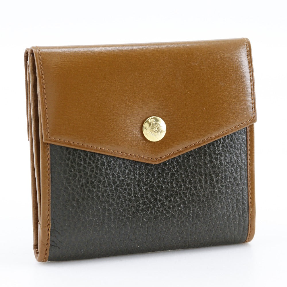 CELINE Bifold Wallet leather Brown W Hook Wallet  Women Used Authentic