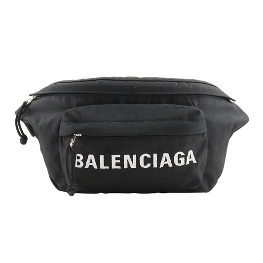 BALENCIAGA Sling bag 528862 Nylon canvas black logo Wheel Hip Bag mens(Unisex) Used Authentic