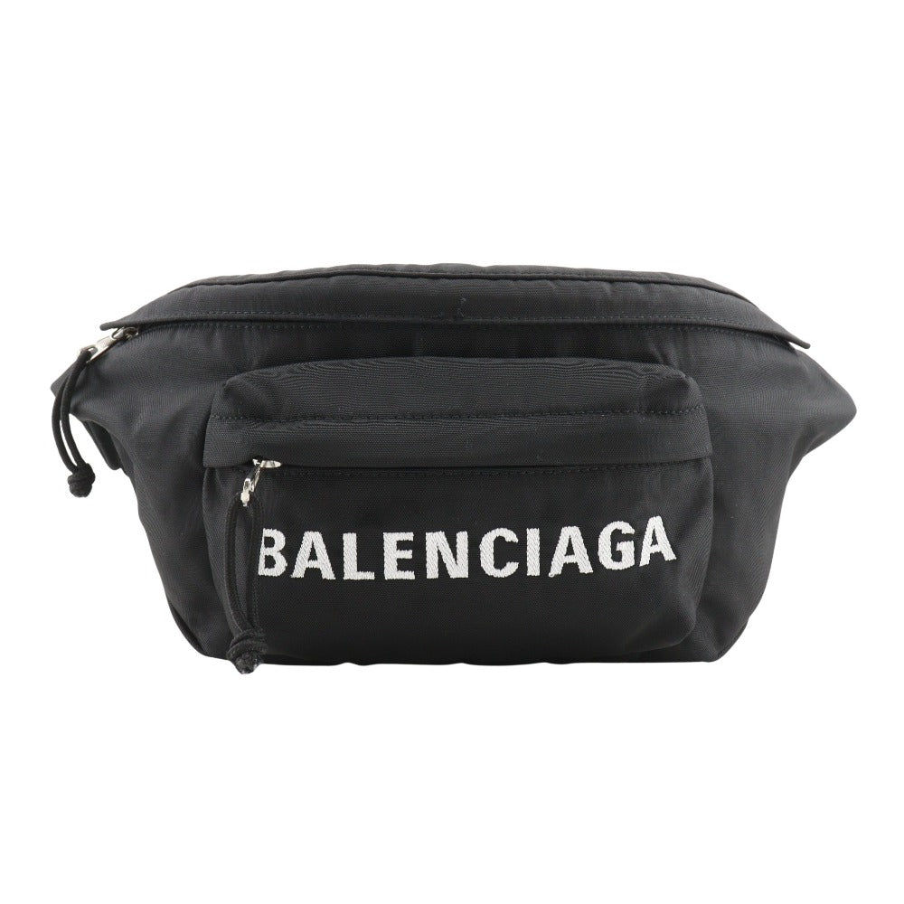 BALENCIAGA Sling bag 528862 Nylon canvas black logo Wheel Hip Bag mens(Unisex) Used Authentic