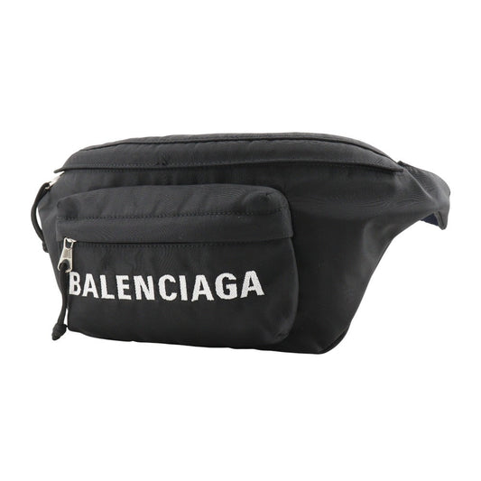 BALENCIAGA Sling bag 528862 Nylon canvas black logo Wheel Hip Bag mens(Unisex) Used Authentic