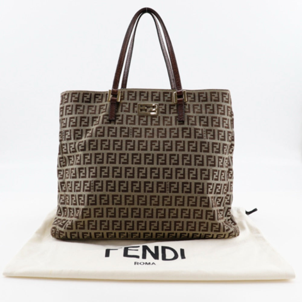 FENDI Handbag 8BH132 Nylon canvas Brown Zucchino Women Used Authentic