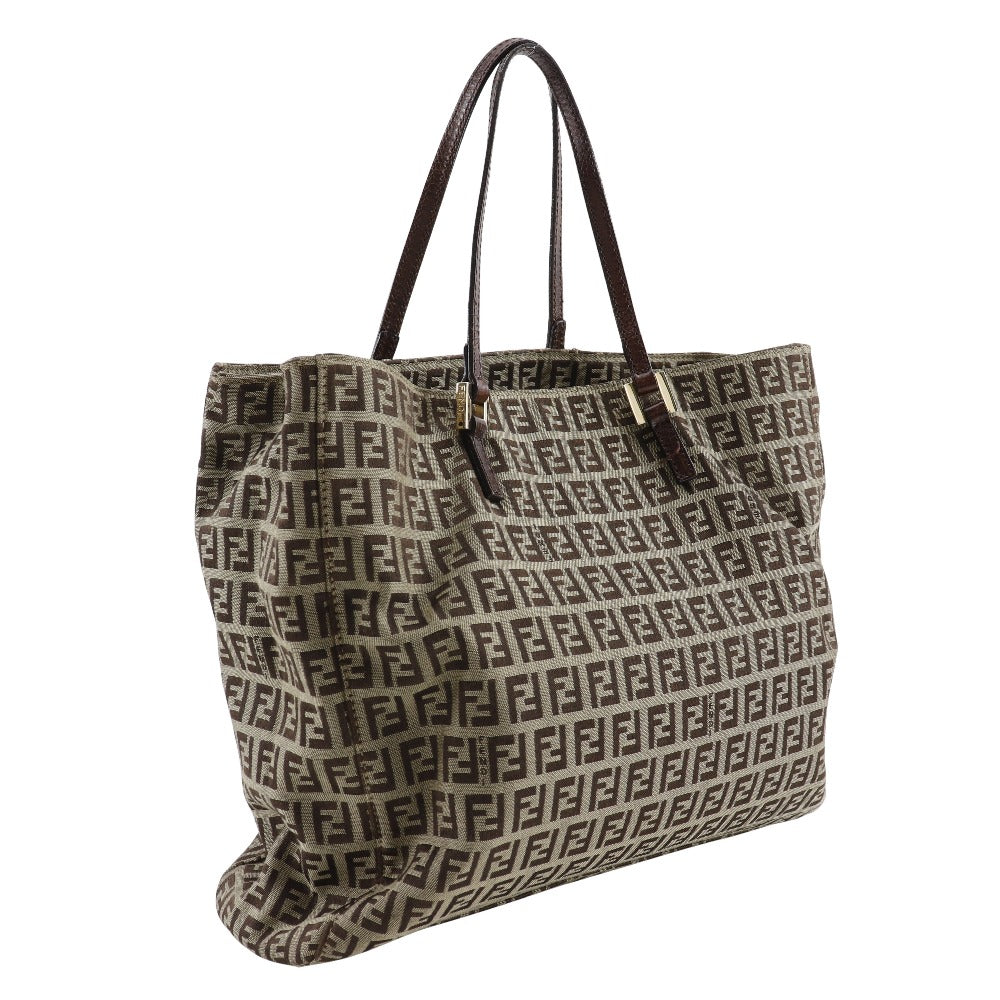 FENDI Handbag 8BH132 Nylon canvas Brown Zucchino Women Used Authentic