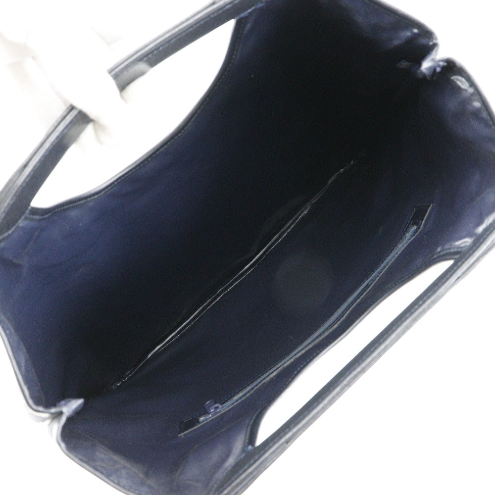 CELINE Handbag leather Navy Women Used Authentic
