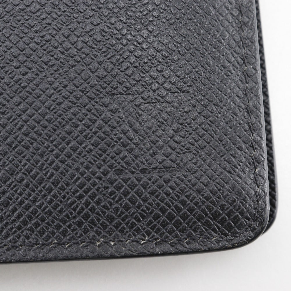 LOUIS VUITTON Long Wallet Purse M30501 Taiga black Portefeuille Braza mens Used Authentic