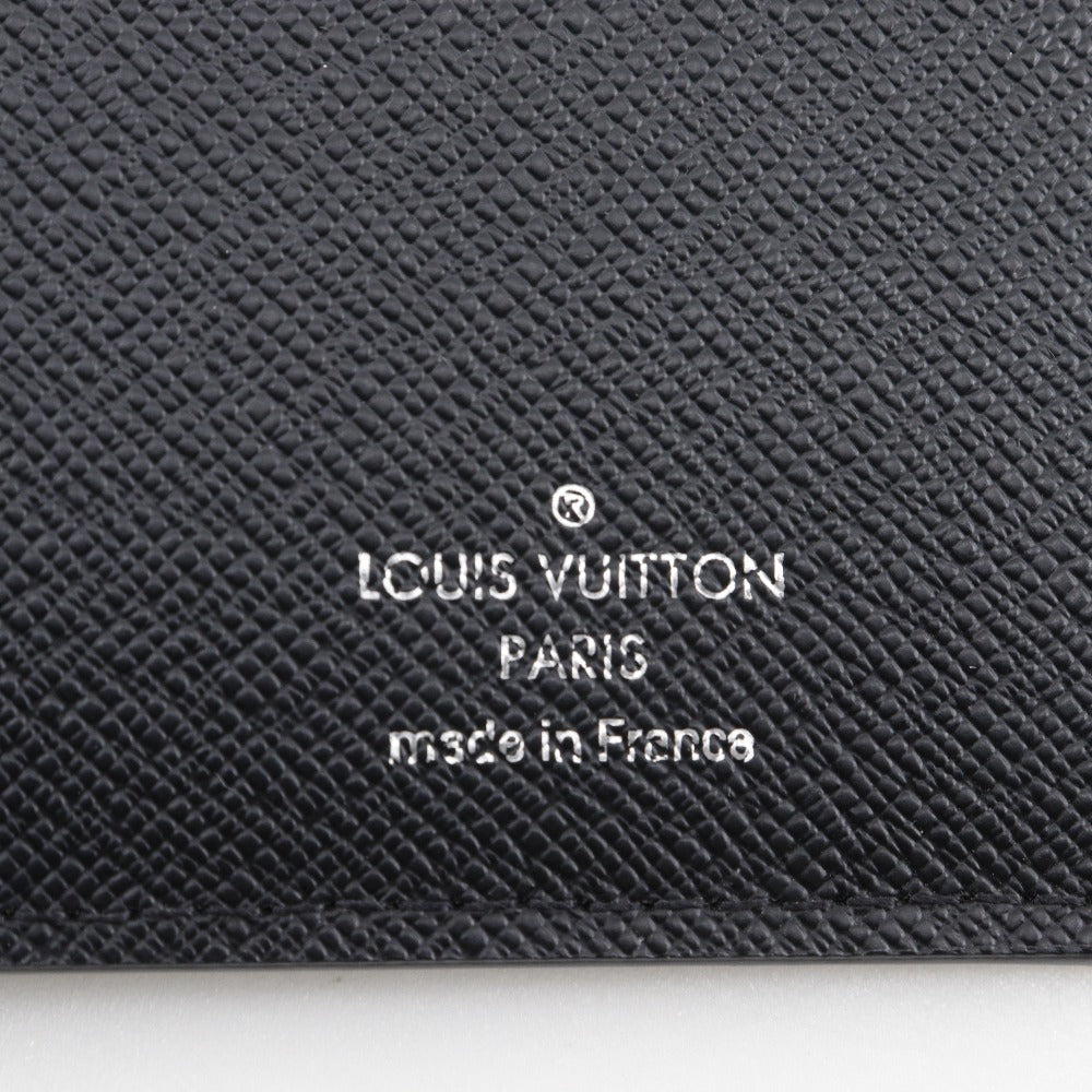 LOUIS VUITTON Long Wallet Purse M30501 Taiga black Portefeuille Braza mens Used Authentic