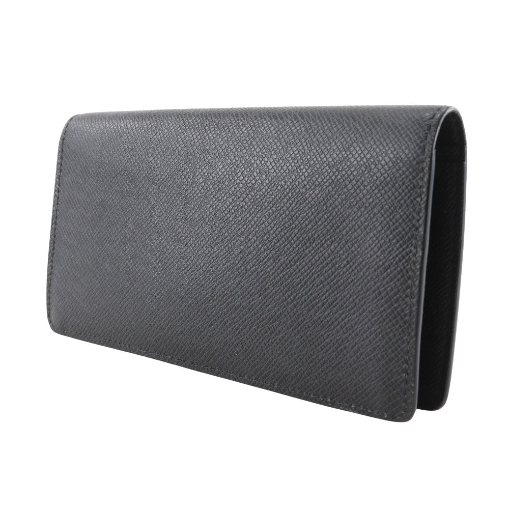 LOUIS VUITTON Long Wallet Purse M30501 Taiga black Portefeuille Braza mens Used Authentic