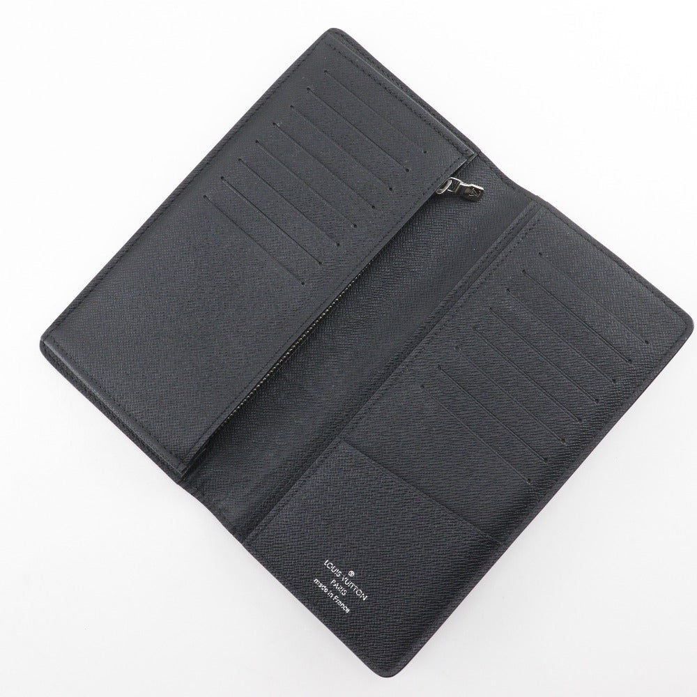 LOUIS VUITTON Long Wallet Purse M30501 Taiga black Portefeuille Braza mens Used Authentic