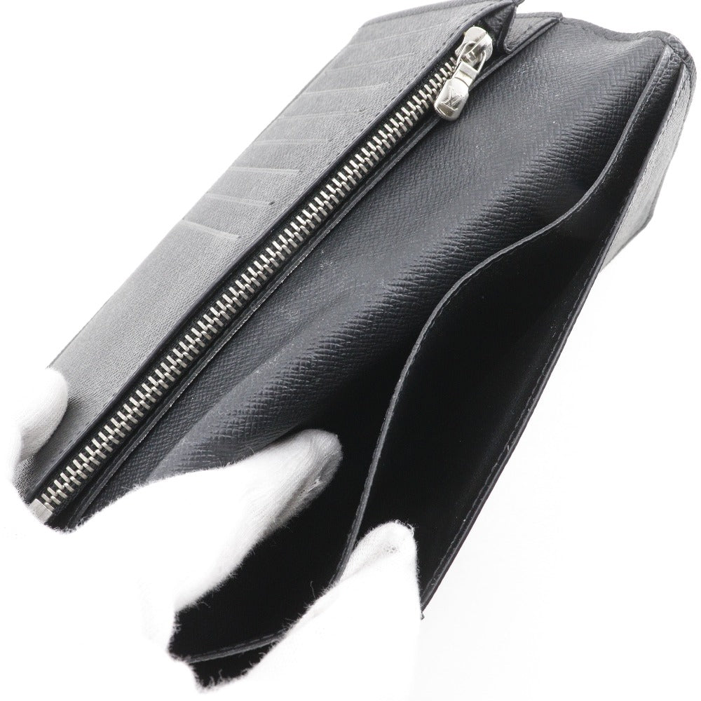LOUIS VUITTON Long Wallet Purse M30501 Taiga black Portefeuille Braza mens Used Authentic