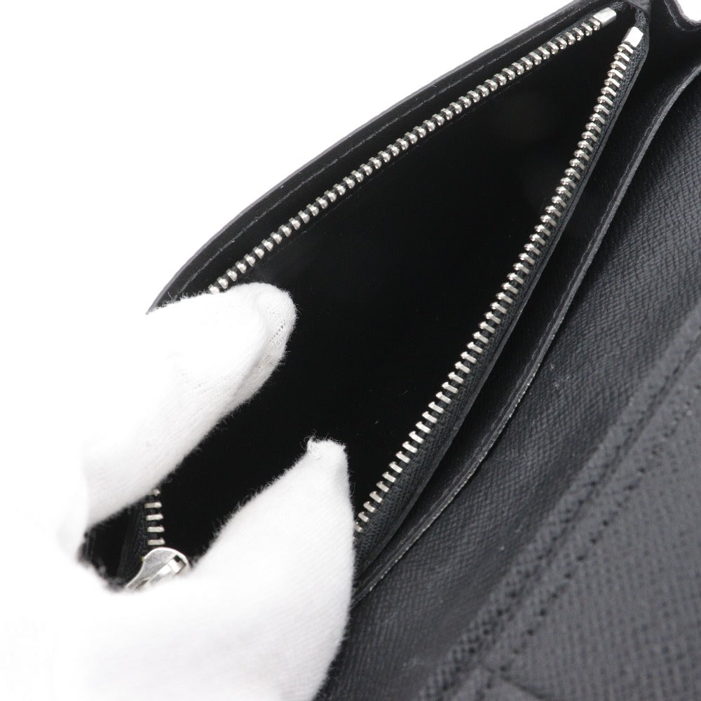 LOUIS VUITTON Long Wallet Purse M30501 Taiga black Portefeuille Braza mens Used Authentic