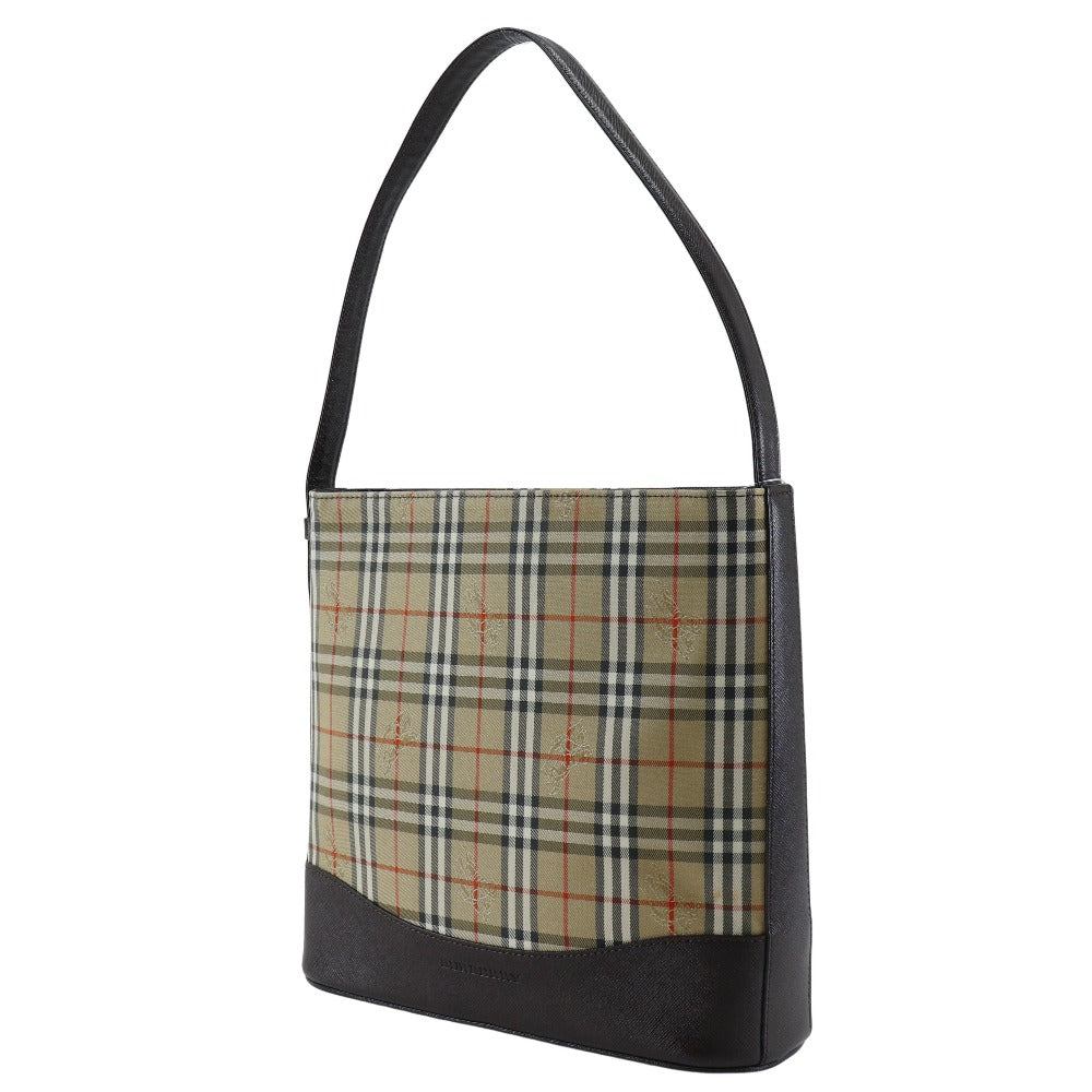 BURBERRY Shoulder Bag Canvas, Leather Brown Nova Check Women Used Authentic