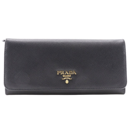 PRADA Long Wallet Purse 1M1132 Safiano black Women Used Authentic