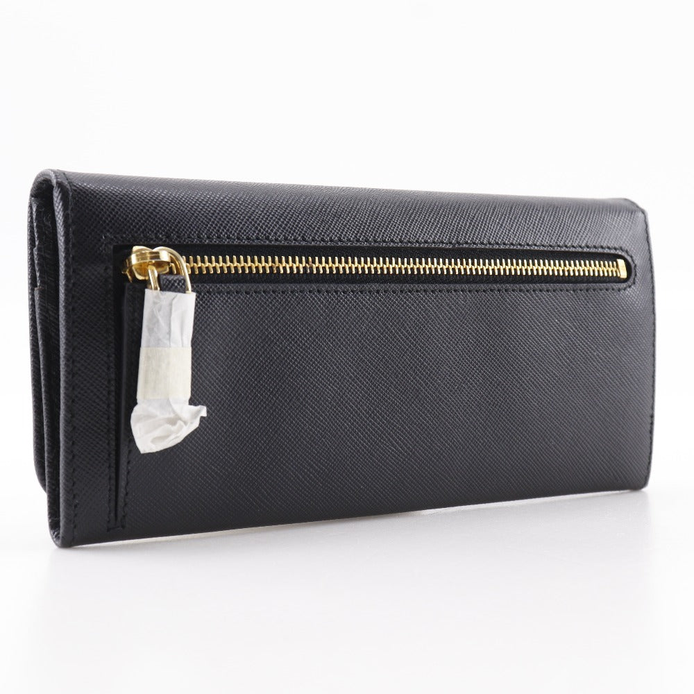 PRADA Long Wallet Purse 1M1132 Safiano black Women Used Authentic