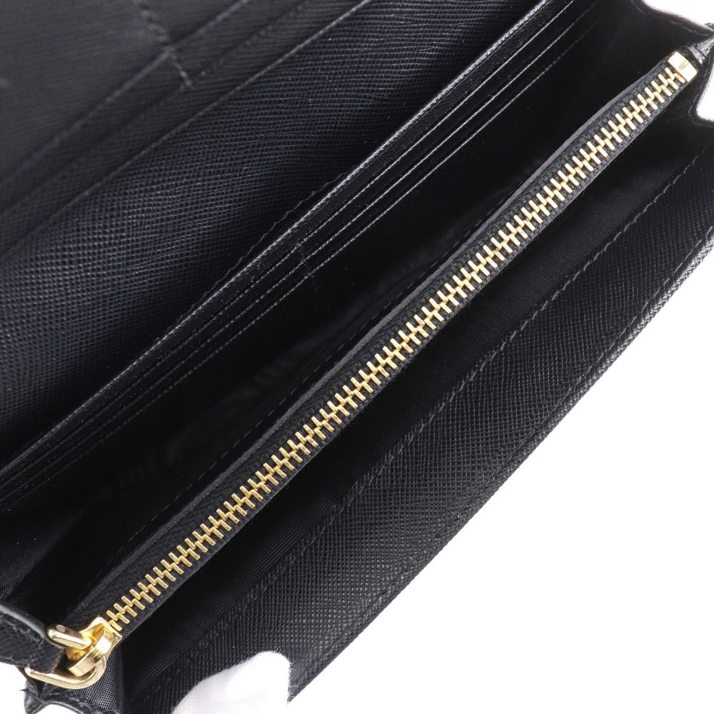 PRADA Long Wallet Purse 1M1132 Safiano black Women Used Authentic