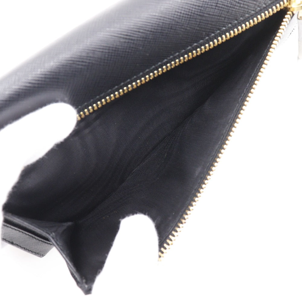 PRADA Long Wallet Purse 1M1132 Safiano black Women Used Authentic