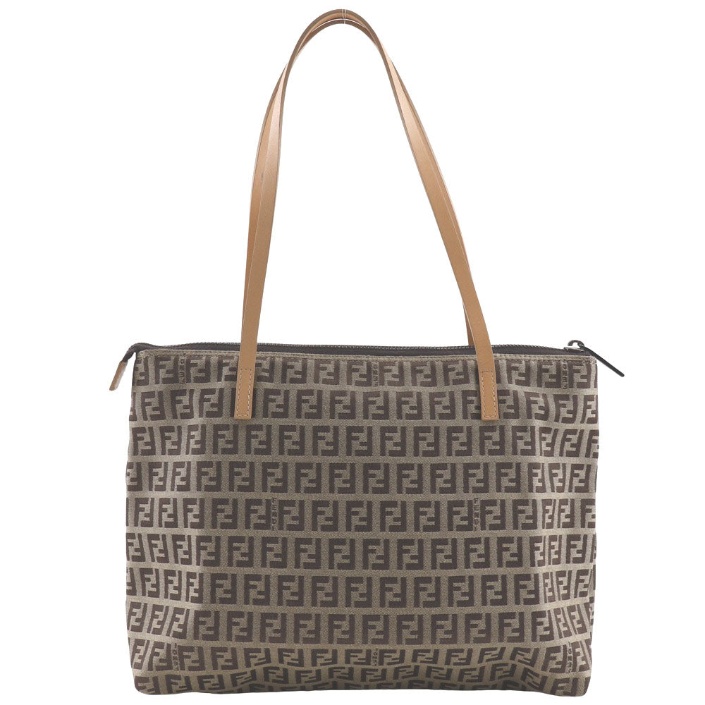 FENDI Tote Bag 8BH022 canvas Brown Zucchino Women Used Authentic
