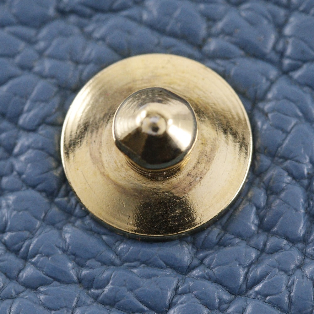 LOUIS VUITTON Bifold Wallet M91829 Goatskin blue Suhali line Compact zip Women Used Authentic