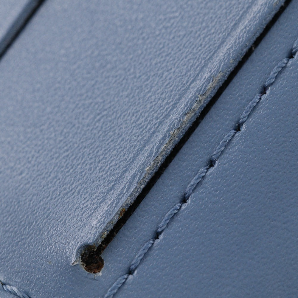 LOUIS VUITTON Bifold Wallet M91829 Goatskin blue Suhali line Compact zip Women Used Authentic