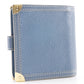 LOUIS VUITTON Bifold Wallet M91829 Goatskin blue Suhali line Compact zip Women Used Authentic