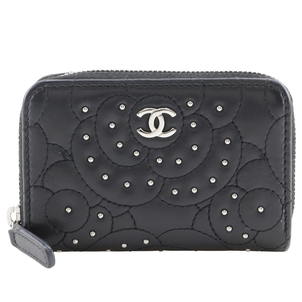 CHANEL Coin case A82551 lambskin black Camelia