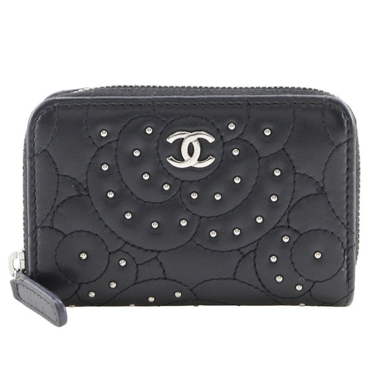 CHANEL Coin case A82551 lambskin black Camelia