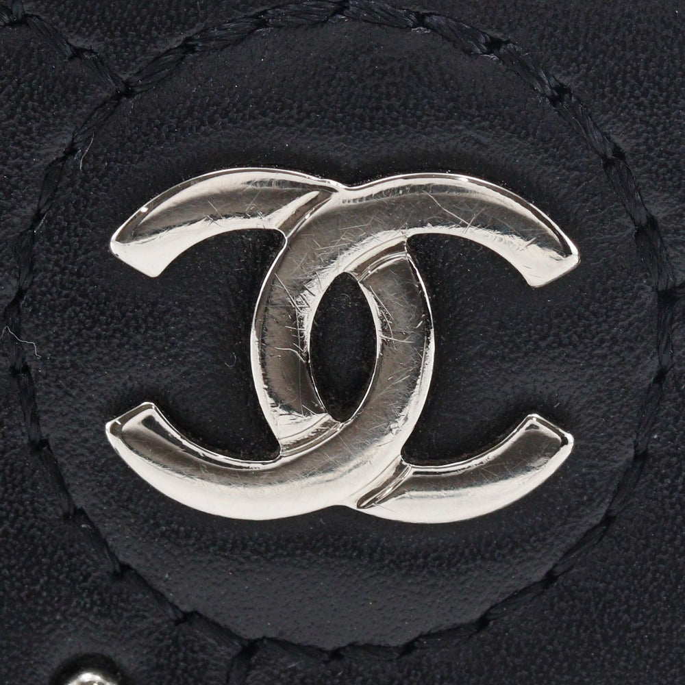 CHANEL Coin case A82551 lambskin black Camelia
