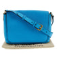 BURBERRY Shoulder Bag leather Blue Embossed logo Women Used Authentic