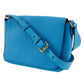 BURBERRY Shoulder Bag leather Blue Embossed logo Women Used Authentic