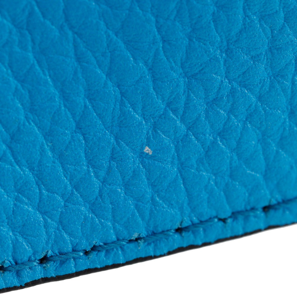 BURBERRY Shoulder Bag leather Blue Embossed logo Women Used Authentic