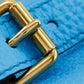 BURBERRY Shoulder Bag leather Blue Embossed logo Women Used Authentic