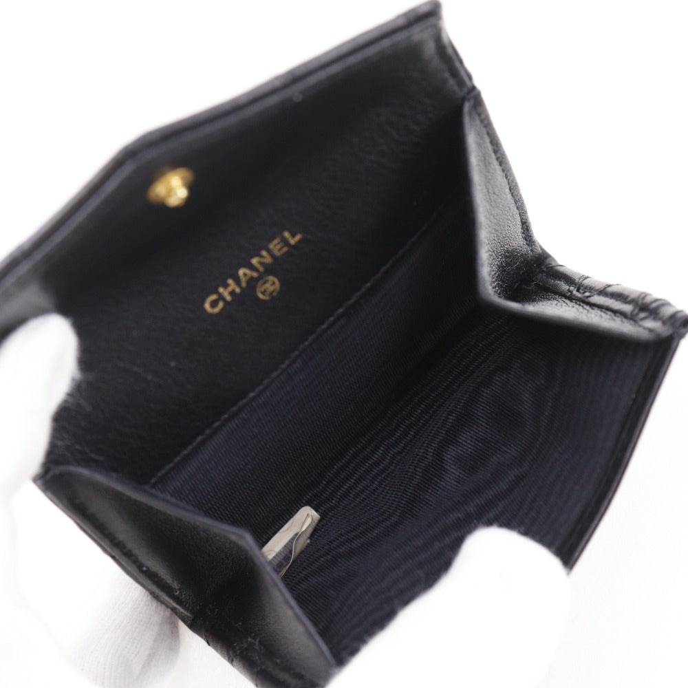 CHANEL Coin case Calfskin black COCO Mark Bicolole