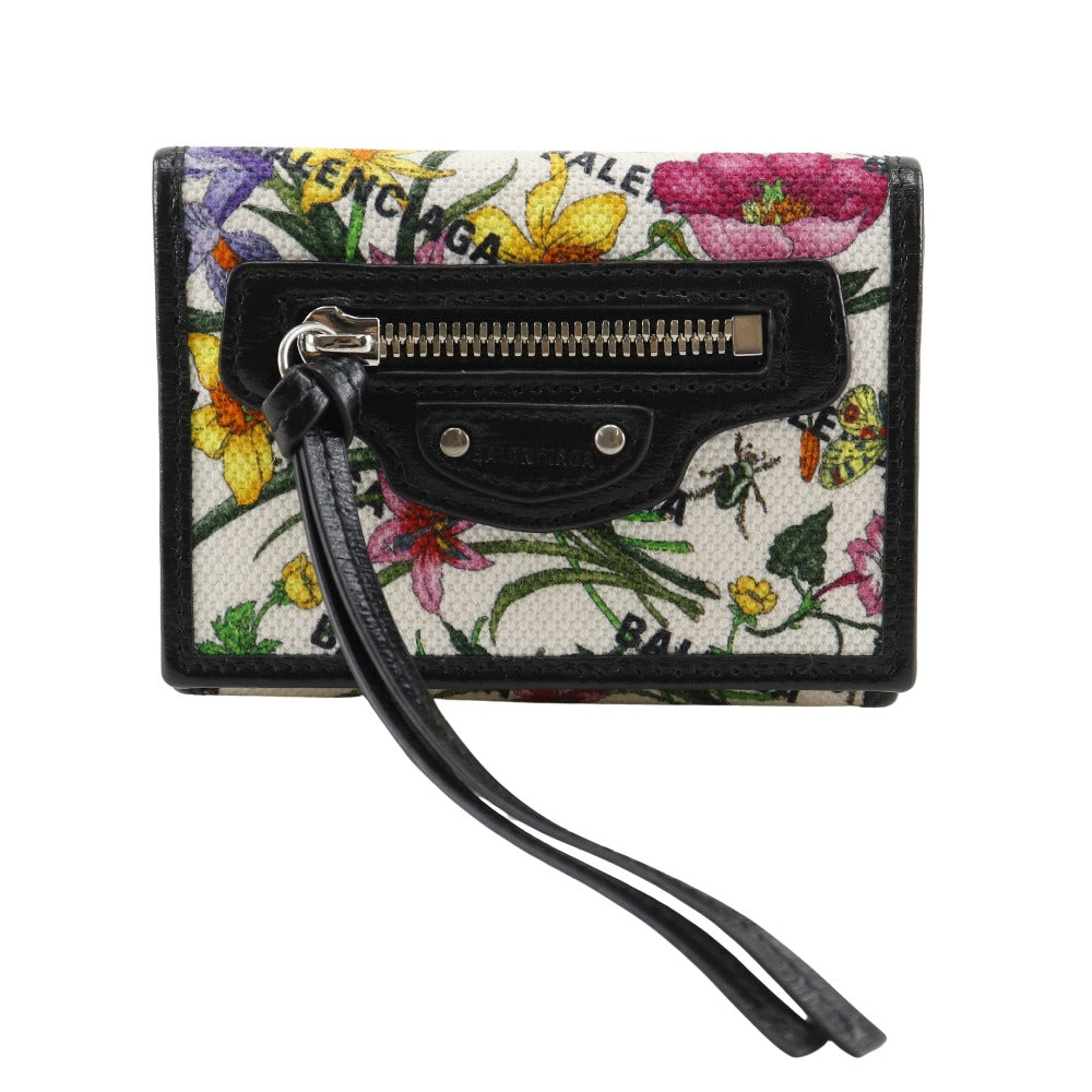 GUCCI Tri-fold wallet 681708 canvas Black / multicolor Balenciaga collaboration Neo Classic Mini Wallet