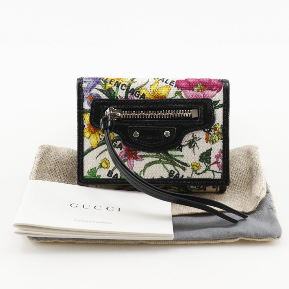 GUCCI Tri-fold wallet 681708 canvas Black / multicolor Balenciaga collaboration Neo Classic Mini Wallet
