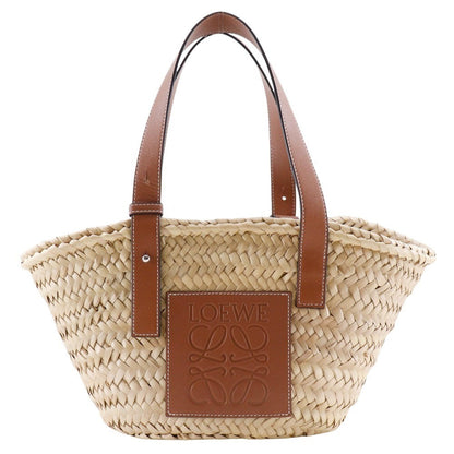 LOEWE Tote Bag Raffia, Leather Brown Basket bag Basket bag small