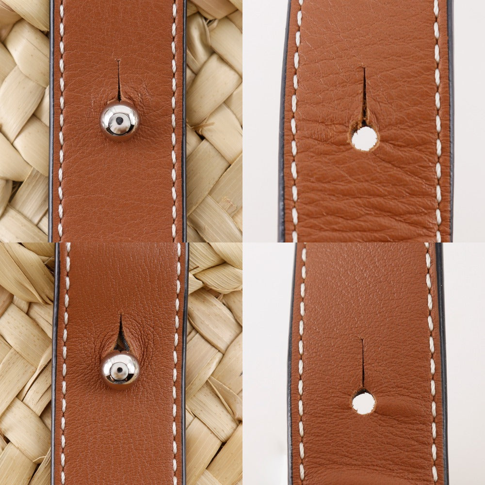 LOEWE Tote Bag Raffia, Leather Brown Basket bag Basket bag small