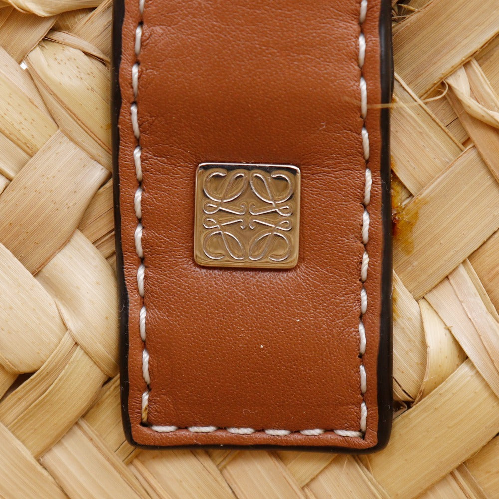 LOEWE Tote Bag Raffia, Leather Brown Basket bag Basket bag small